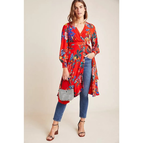 by Anthropologie Boswell Textured Wrap Tunic Faux Wrap Dress Plus Size 24W - Picture 16 of 16